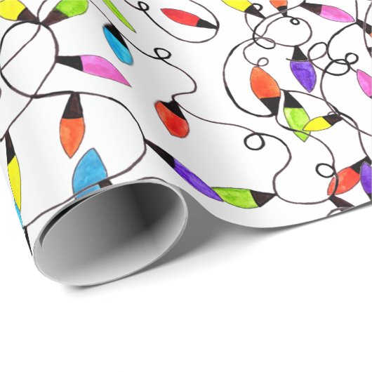 Kleurrijke retro string lichten cadeaupapier (Rol Hoek)