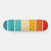 Kleurrijke Retro Stripes Naam Skateboard (Horizontaal)