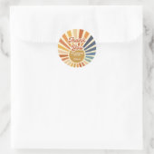 Kleurrijke Retro Sun Groovy Wave Verjaardag Dank u Ronde Sticker (Tas)