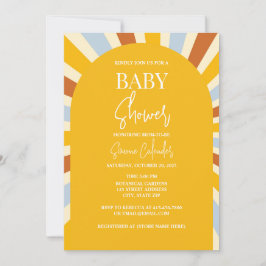 Kleurrijke Retro Sunshine Baby shower Invitation Kaart