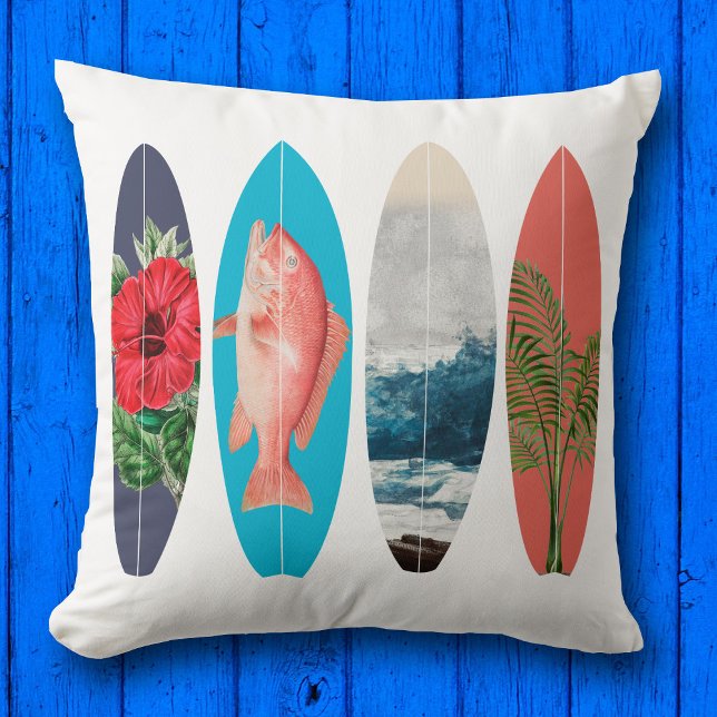 Kleurrijke Retro Surfboards Kussen (Colorful Retro Surfboards Throw Pillow)