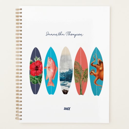 Kleurrijke Retro Surfboards Patroon Aangepaste naa Planner (Voorkant)