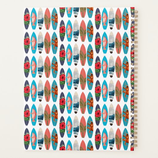 Kleurrijke Retro Surfboards Patroon Aangepaste naa Planner (Achterkant)
