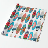 Kleurrijke Retro Surfboards Patroon Cadeaupapier (Uitgerold)