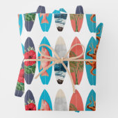 Kleurrijke Retro Surfboards Patroon Inpakpapier Vel (In situ)