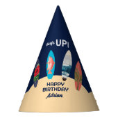 Kleurrijke retro surfplanken surft omhoog verjaard feesthoedjes (Voorkant)