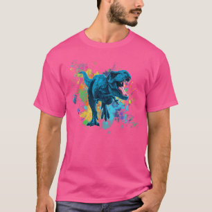 Kleurrijke Retro T Rex Dinosaurus Gear voor Mannen T-shirt
