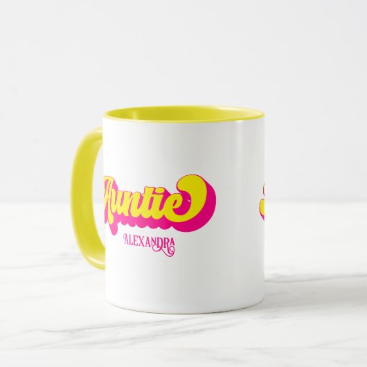 Kleurrijke Retro Tante Custom Name Mok (Voorkant links)