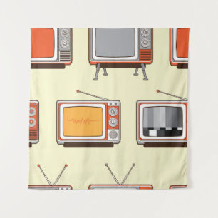 Kleurrijke retro-tv,  dessin wandkleed