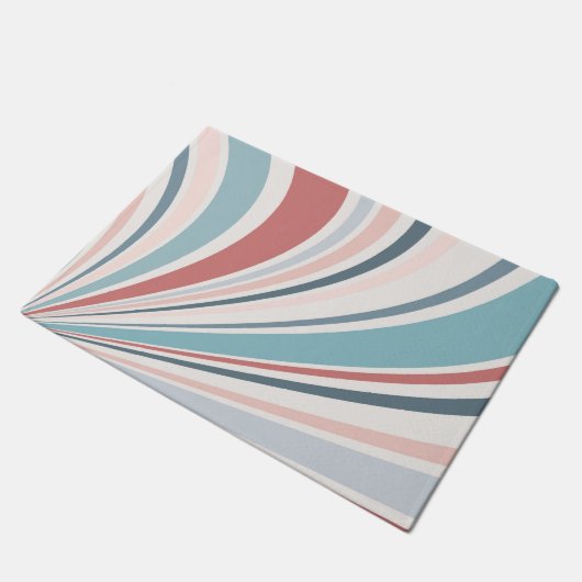Kleurrijke retro vibes in roze, blauw en grijs deurmat (Schuin)