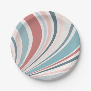 Kleurrijke retro vibes in roze, blauw en grijs papieren bordje