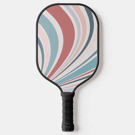 Kleurrijke retro vibes in roze, blauw en grijs pickleball paddle (Voorkant)