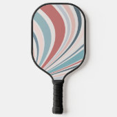 Kleurrijke retro vibes in roze, blauw en grijs pickleball paddle (Achterkant)