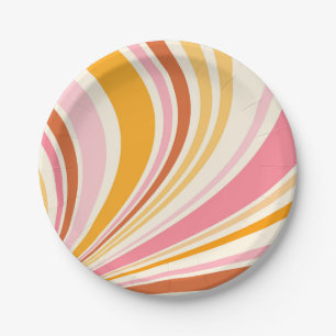 Kleurrijke retro vibes papieren bordje