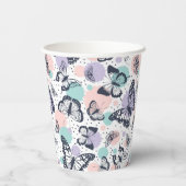 Kleurrijke retro vlinders patroon. papieren bekers