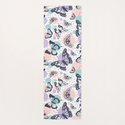 Kleurrijke retro vlinders patroon. yogamat (Achterkant)