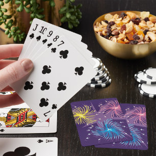 Kleurrijke Retro Vuurwerk Ontploffing Pokerkaarten