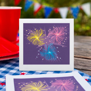 Kleurrijke Retro Vuurwerk Ontploffing Servet