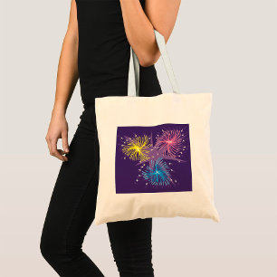 Kleurrijke Retro Vuurwerk Ontploffing Tote Bag