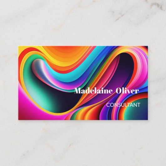 Kleurrijke Retro Waves Moderne QR Code Visitekaartje (Voorkant)
