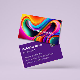 Kleurrijke Retro Waves Moderne QR Code Visitekaartje