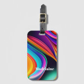 Kleurrijke Retro Waves Persoonlijk Bagagelabel (Voorkant (verticaal))