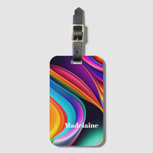 Kleurrijke Retro Waves Persoonlijk Bagagelabel (Voorkant (verticaal))
