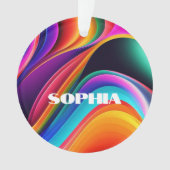 Kleurrijke Retro Waves Persoonlijk Ornament (voorkant)