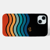 Kleurrijke Retro Wavy Stripes Patroon met Monogram Case-Mate iPhone Case (Achterkant (horizontaal))