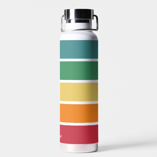 Kleurrijke Retrostripes - Regenboog - Script Name  Waterfles (Achterkant)