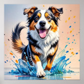 Kleurrijke reus blij speelse grappige hond, splash poster (Voorkant)