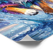 Kleurrijke reus gelukkige speelse grappige hond, s poster (Hoek)