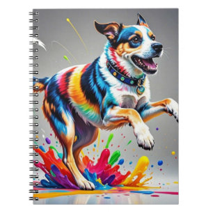 Kleurrijke reus vrolijke speelse grappige hond, notitieboek