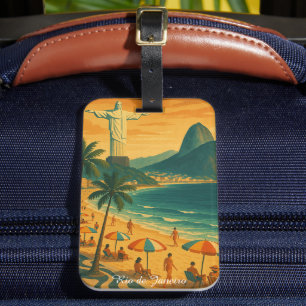 Kleurrijke Rio de Janeiro Brazilië Copacabana Beac Bagagelabel