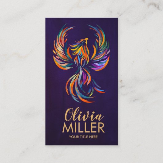 Kleurrijke Rising Phoenix Bird Visitekaartje (Voorkant)