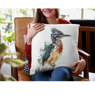 Kleurrijke Roadrunner in waterverf Kussen