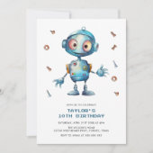 Kleurrijke Robot Jongens Verjaardagsfeestje Kaart (Voorkant)