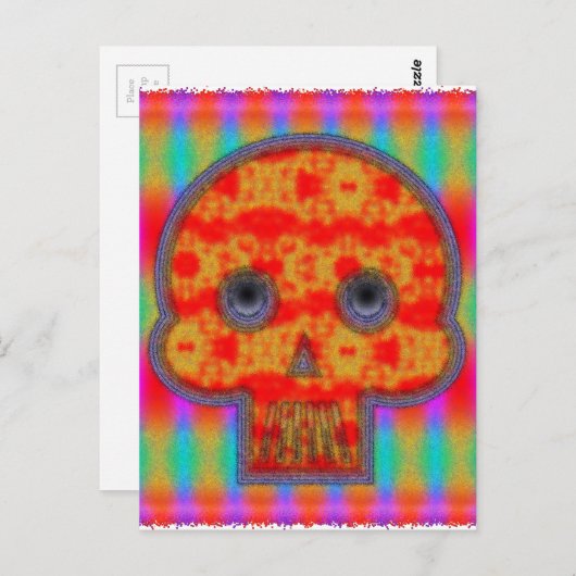 Kleurrijke robot schedel schilderen briefkaart (Voorkant / Achterkant)