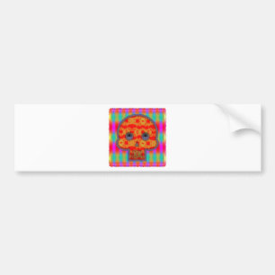 Kleurrijke robot schedel schilderen bumpersticker