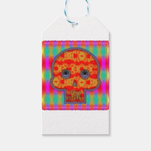 Kleurrijke robot schedel schilderen cadeaulabel (Voorkant)