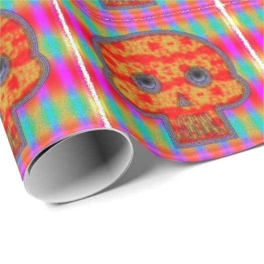 Kleurrijke robot schedel schilderen cadeaupapier (Rol Hoek)