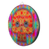 Kleurrijke robot schedel schilderen dartbord (Voorkant Rechts)
