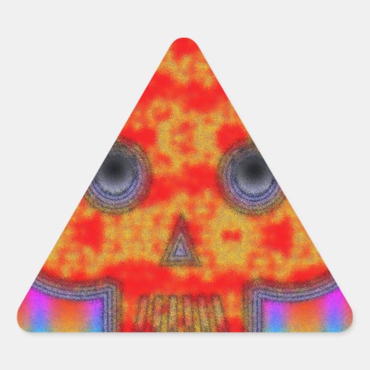 Kleurrijke robot schedel schilderen driehoek sticker (Voorkant)