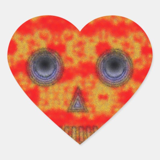 Kleurrijke robot schedel schilderen hart sticker (Voorkant)