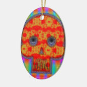 Kleurrijke robot schedel schilderen keramisch ornament (Links)