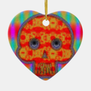 Kleurrijke robot schedel schilderen keramisch ornament