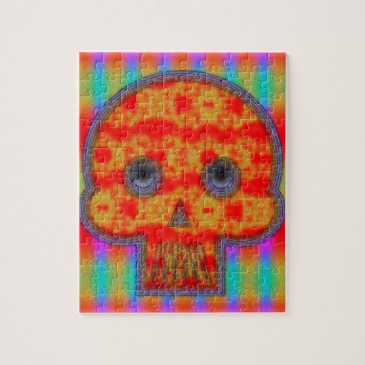 Kleurrijke robot schedel schilderen legpuzzel (Verticaal)