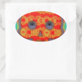 Kleurrijke robot schedel schilderen ovale sticker (Tas)