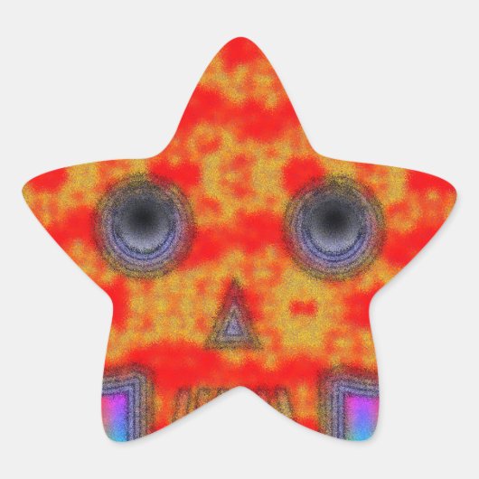 Kleurrijke robot schedel schilderen ster sticker (Voorkant)
