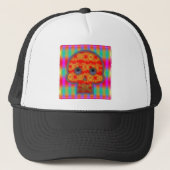 Kleurrijke robot schedel schilderen trucker pet (Voorkant)